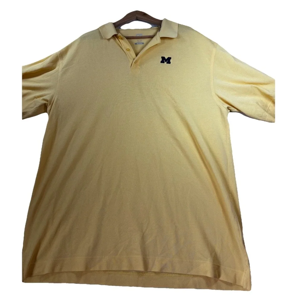 Cutter & Buck Polo Shirt Mens 4XL Yellow Michigan Wolverines Football S/S Golf